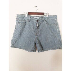 Banana Republic Blue & White Striped Cotton Roll-Up Shorts Size 32